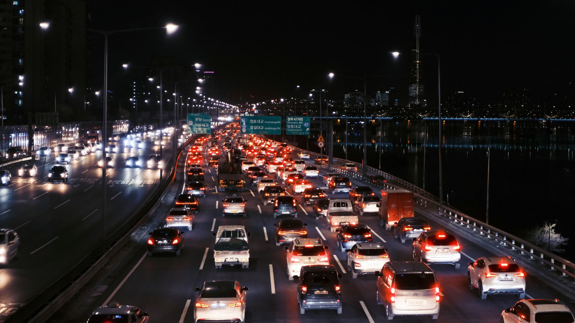cars on road during night time