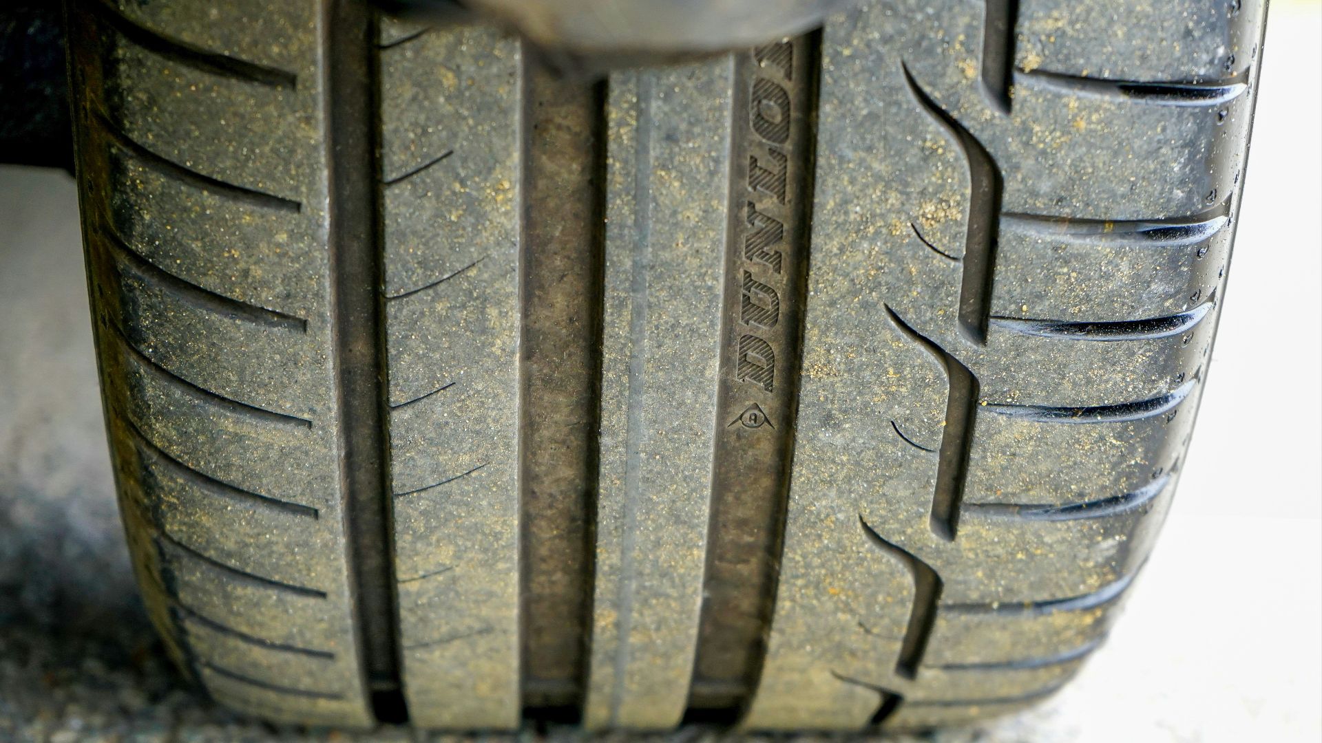 a close up of a tire on a car