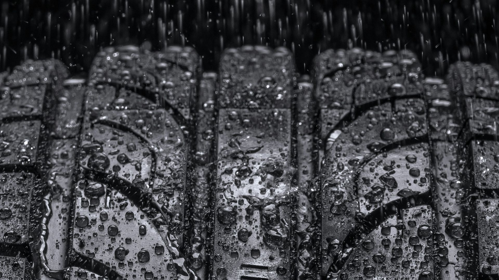 a close up of a tire in the rain