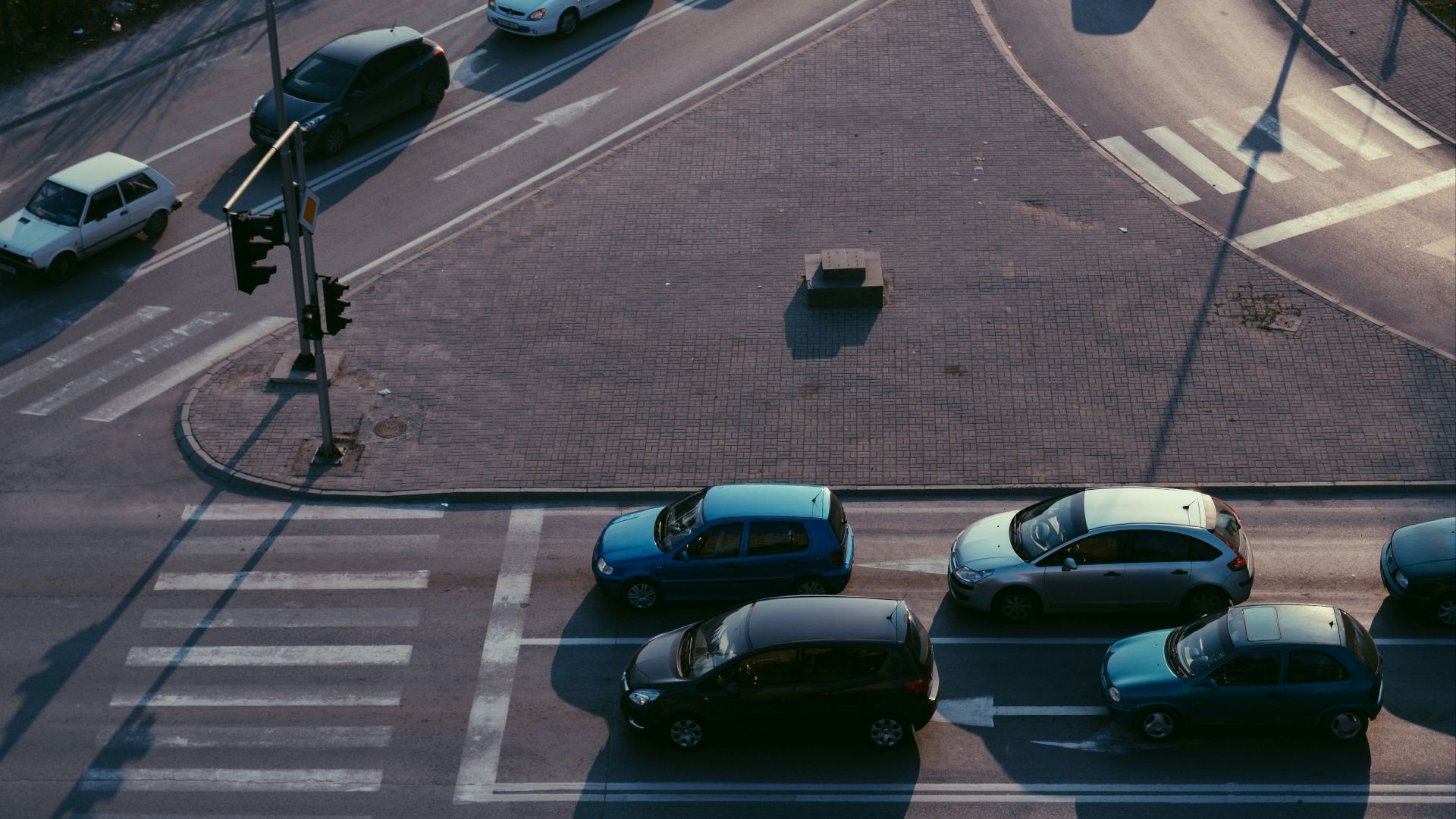 top view of assorted-color vehicles