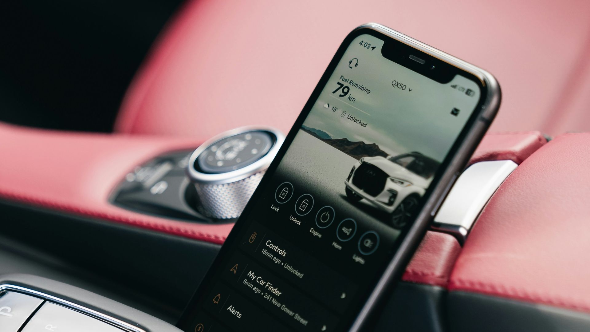 Smartphone in a car's center console