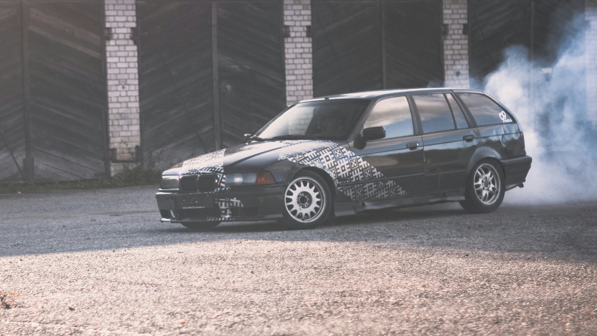 a car with a lot of smoke coming out of it