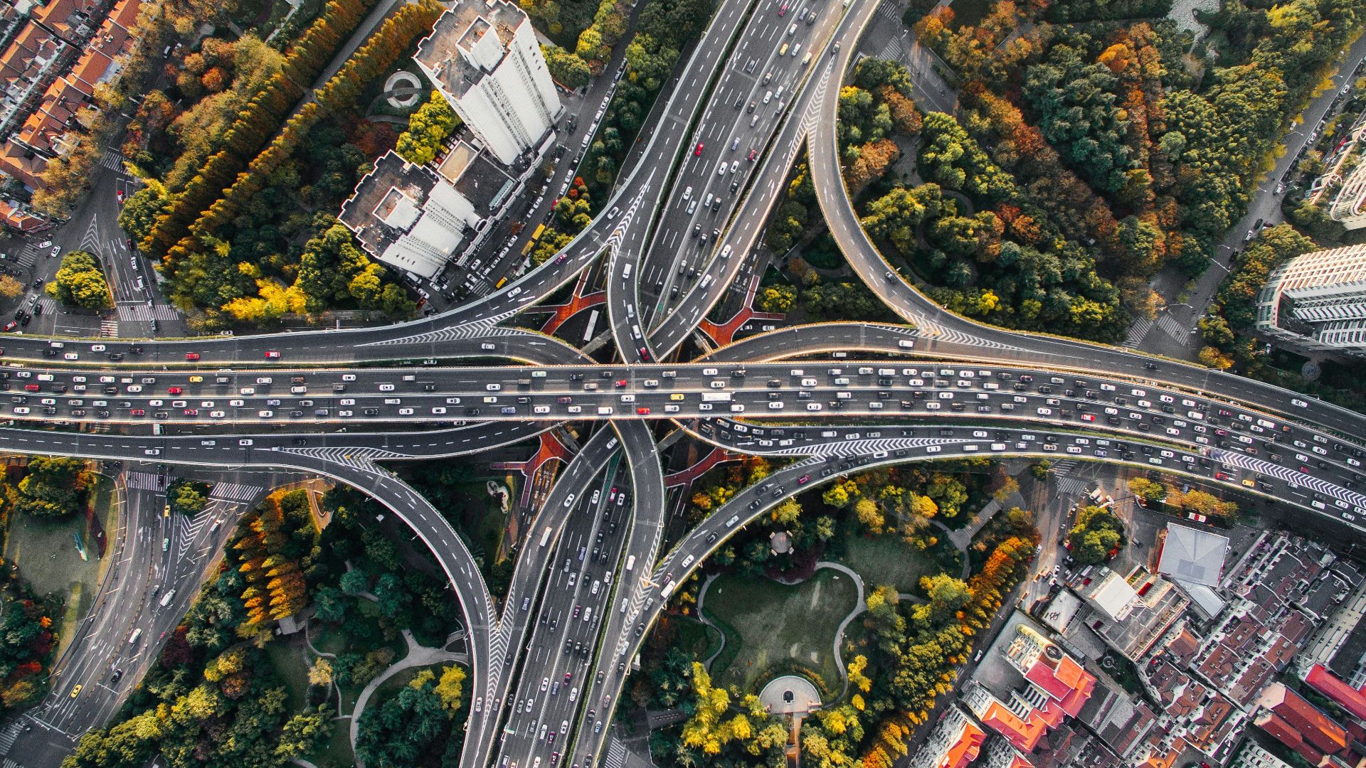 aerial photography of concrete roads