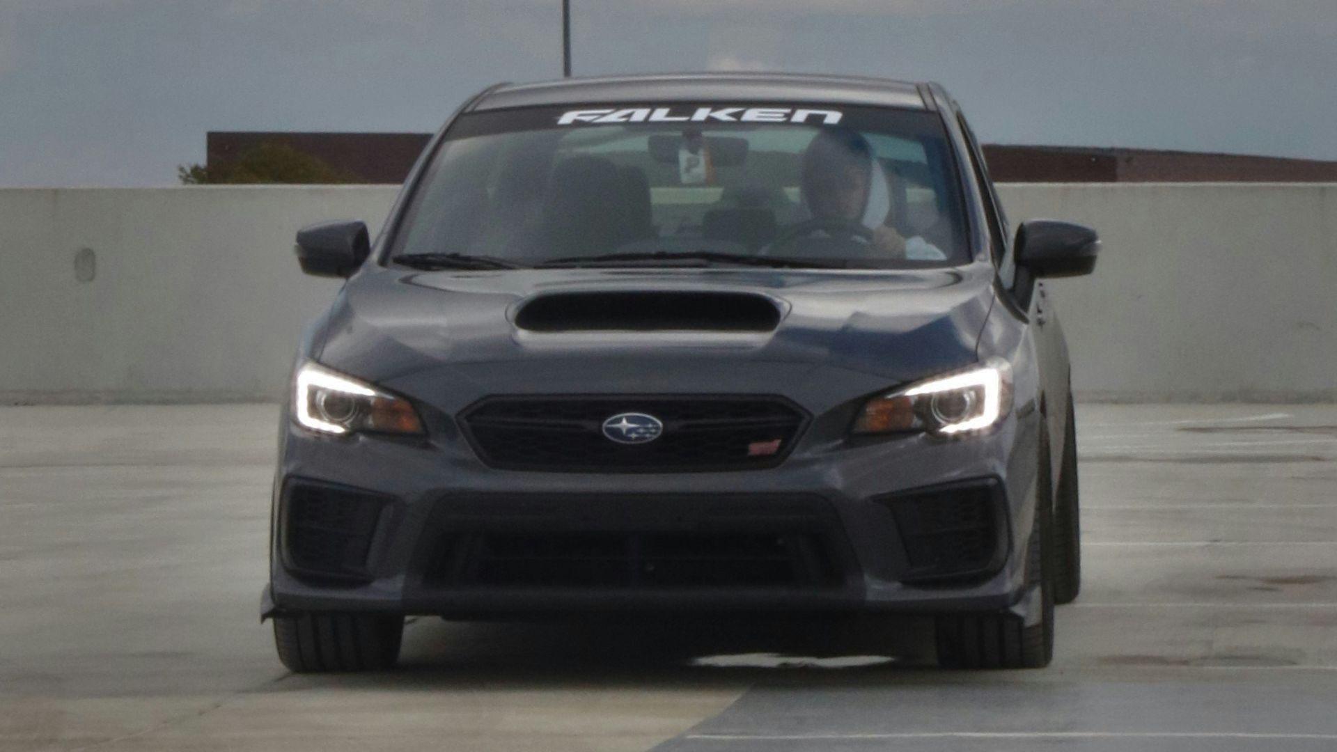 a car is parked in a parking lot