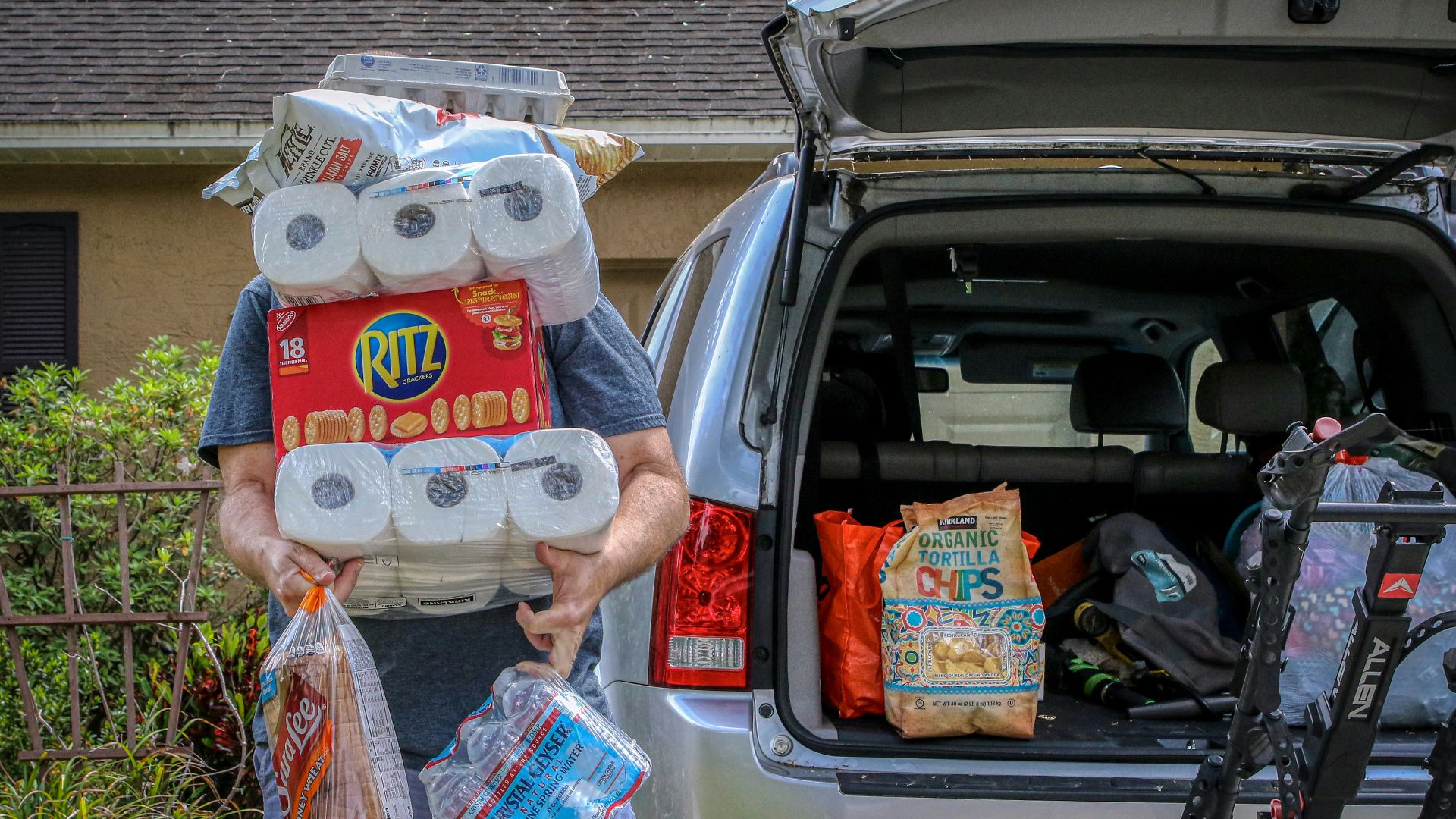 white and blue plastic packs