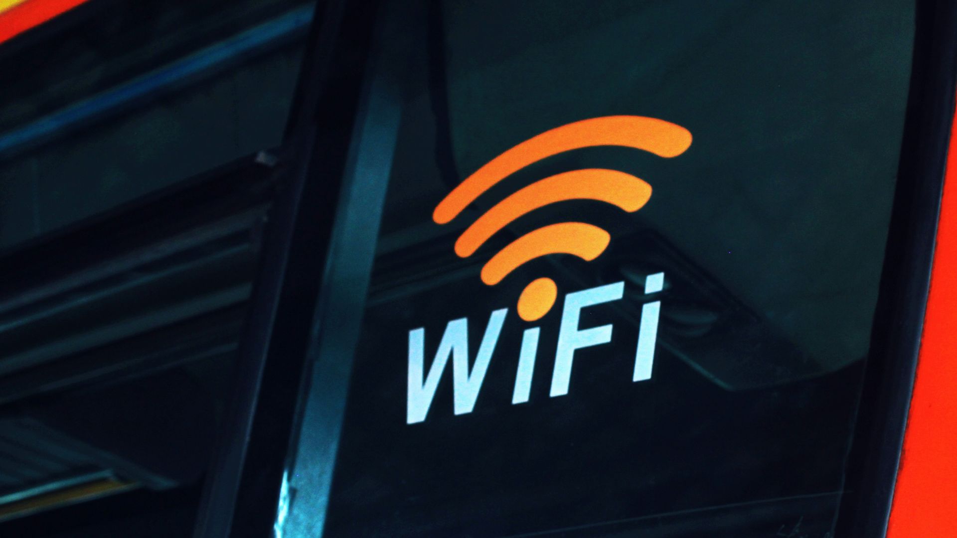 a close up of the wifi logo on the side of a bus