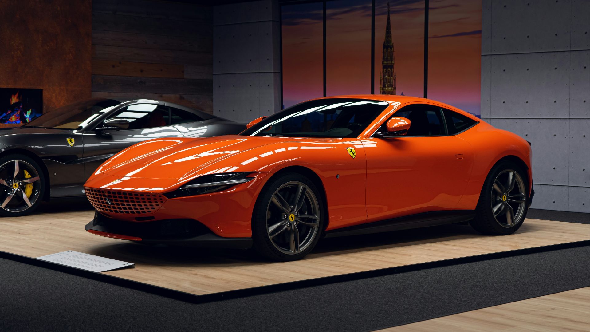 a couple of cars that are on display